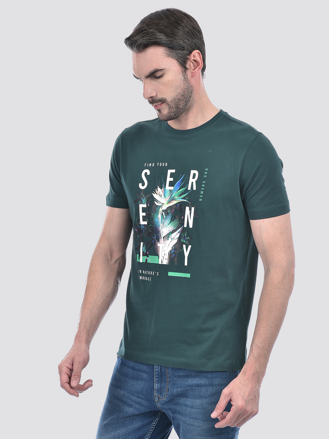 Numero Uno Men Graphic Print Turquoise T-Shirt